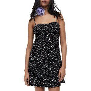 H&M Women's Floral Mini Dress, Black, XS